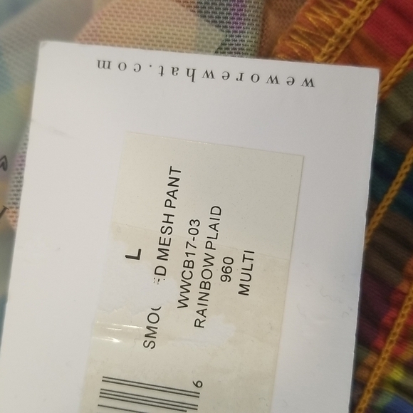 💕WEWOREWHAT💕 Plaid Print Smocked Mesh Pants ~ Swimsuit Coverup Large L NWT - Picture 14 of 16